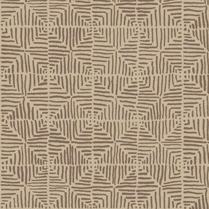 Hand Drawn Lines in a tile pattern - Umber Brown and Tan