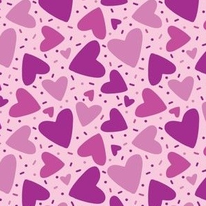 Small Pink Hearts with Sprinkles Tossed Non Directional Scatter Pattern, Valentines Day
