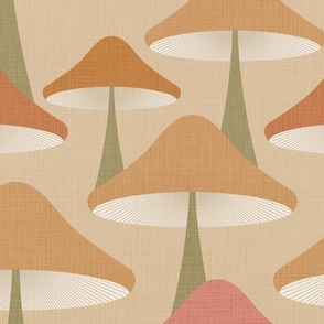(M) Minimal Abstract Retro Mushrooms forest in Earthy Neutrals 7. #retromushrooms #abstractfungi  #earthyneutrals  #70s #minimalmushrooms #minimalabstract #spoonflowercollection #midcentury #magicalmushrooms #forestbiome