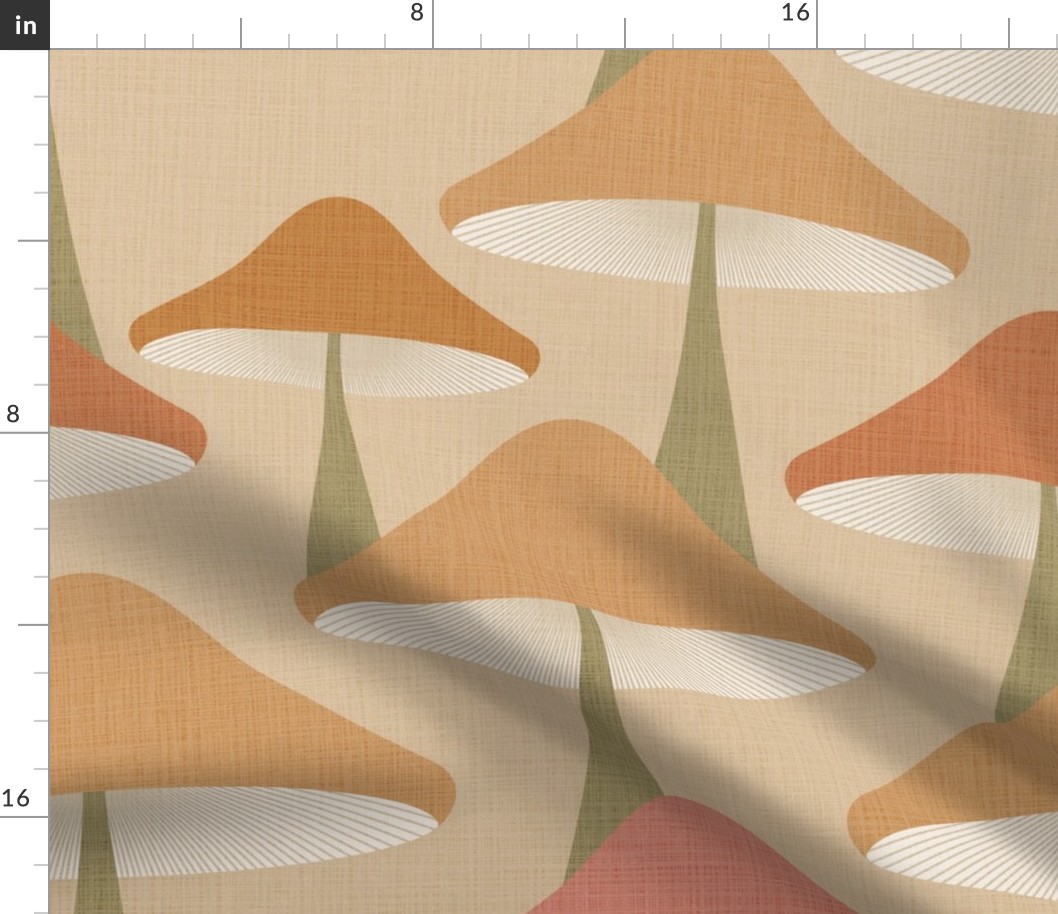 (M) Minimal Abstract Retro Mushrooms forest in Earthy Neutrals 7. #retromushrooms #abstractfungi  #earthyneutrals  #70s #minimalmushrooms #minimalabstract #spoonflowercollection #midcentury #magicalmushrooms #forestbiome