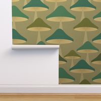 (M) Minimal Abstract Retro Mushrooms forest in Pastel blue green 6. #retromushrooms #abstractfungi  #pastelpink  #70s #minimalmushrooms #minimalabstract #spoonflowercollection #midcentury #magicalmushrooms #forestbiome