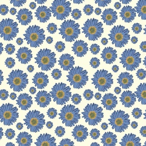 Scattered Daisies Blue white