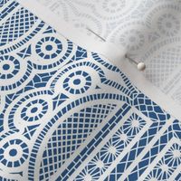 Triple Scalloped Allover Lace in White on Blue