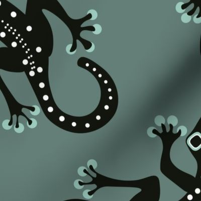 Gecko Lizard Reptile Animal - Midnight Teal on Gecko Teal