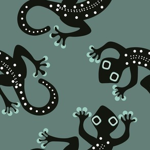 Gecko Lizard Reptile Animal - Midnight Teal on Gecko Teal