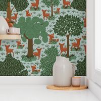 Woodland Forest Biome with cute deer print