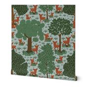 Woodland Forest Biome with cute deer print