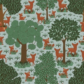 Woodland Forest Biome with cute deer print