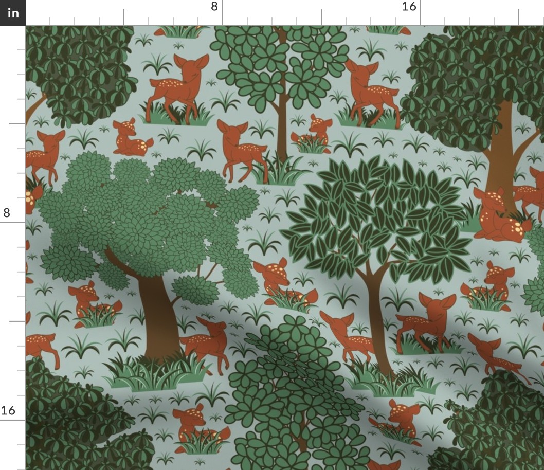 Woodland Forest Biome with cute deer print
