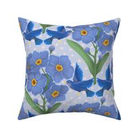 Forget me not and blue bird floral pattern