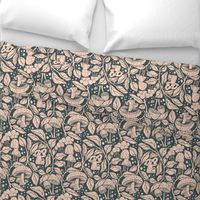 Enchanted Forest Fungi - Whimsical Mushroom and Foliage Textile Design