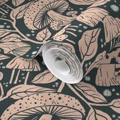 Enchanted Forest Fungi - Whimsical Mushroom and Foliage Textile Design