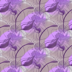 Abstract Purple Boho plants
