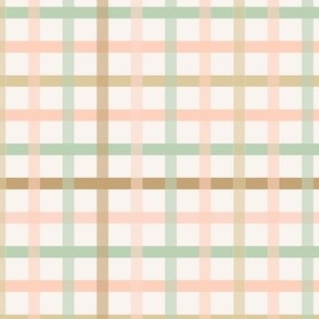 6x6 Green, peach, pink, brown grid/gingham 