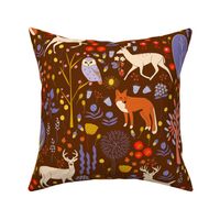 Woodland Animals in a Beautiful  Forest   2401221099 -Brown, purple