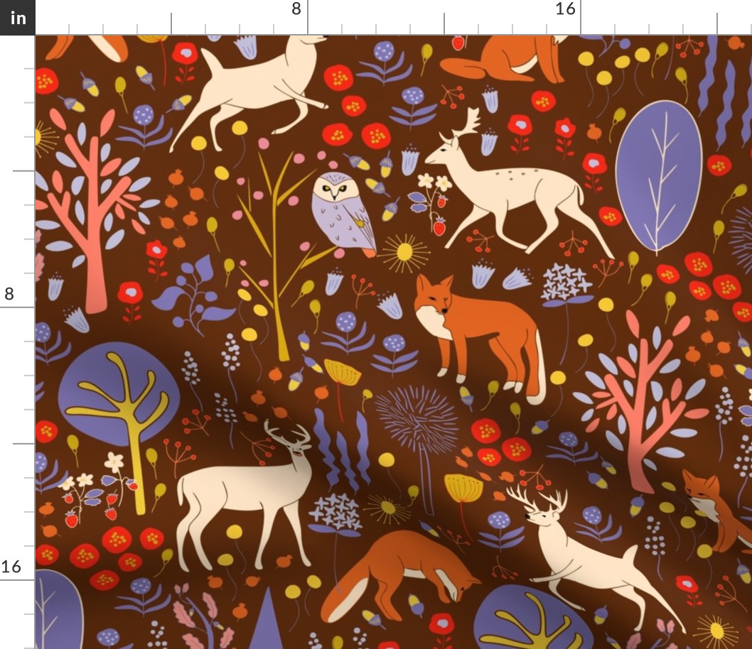 Woodland Animals in a Beautiful  Forest   2401221099 -Brown, purple