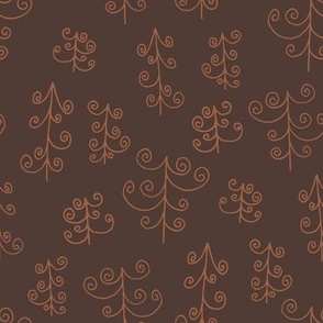 Lovely woodland - spiral trees coordinate dark brown