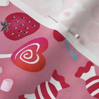 Valentines treats distsy watercolor sweets and chocolates coordinate pink background