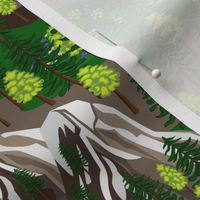 Forest and mountains. Seamless floral pattern-297.
