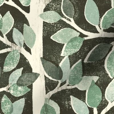 Neutral Sage and Olive Green Forest Block Print Inspired Pattern Extra Large