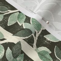 Neutral Sage and Olive Green Forest Block Print Inspired Pattern Large