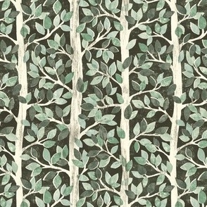 Neutral Sage and Olive Green Forest Block Print Inspired Pattern Medium