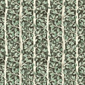 Neutral Sage and Olive Green Forest Block Print Inspired Pattern Small
