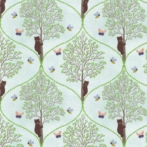 Small Scale Friendly Forest Frolic in Light Blue