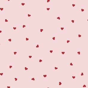 Tossed cute little Red hearts on light pastel pink - cute valentines
