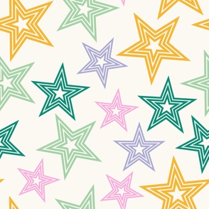 multi coloured retro disco stars - teenage disco party stars - stardust in multicolor 