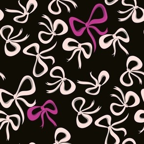 Bows - Magenta and Pale Pink on Black