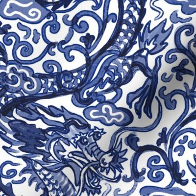 Watercolor dragon pattern Happy Chinese of New year
