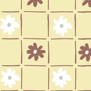 Checkered flowers yellow background
