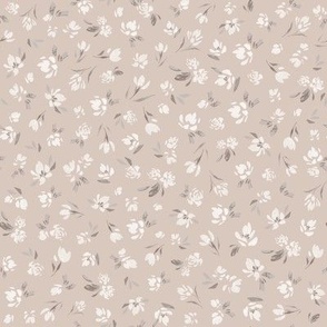 Ditsy Floral in Taupe, Brown, Watercolor Florals, Nursery, Quilt