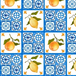 portuguese tiles , lemons