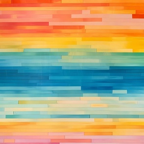 Jumbo Rainbow Plank Horizontal Colorful Stripes Digital Art