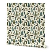 Scandinavian Forest Charm: Stylized Trees & Whimsical Wildlife