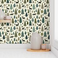 Scandinavian Forest Charm: Stylized Trees & Whimsical Wildlife