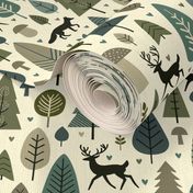 Scandinavian Forest Charm: Stylized Trees & Whimsical Wildlife