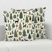 Scandinavian Forest Charm: Stylized Trees & Whimsical Wildlife