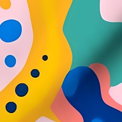 Bright Abstract Shapes Statement Wallpaper Gouache Style Digital Art