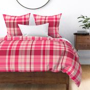 L-2-VALENTINE PINK RED HOT PINK BERRY SCOTTISH PLAID TARTAN CHECK PANTONE BRIGHT DESIGN FOR FABRIC AND WALLPAPER