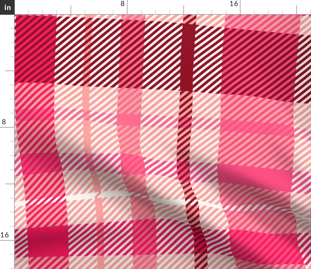 L-2-VALENTINE PINK RED HOT PINK BERRY SCOTTISH PLAID TARTAN CHECK PANTONE BRIGHT DESIGN FOR FABRIC AND WALLPAPER