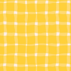 Checkered pattern with bold yellow lines on a white background