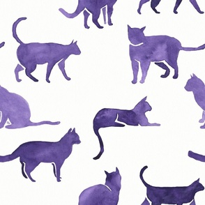Purple Watercolor Cats