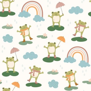 Cute Frogs Rainbows Gender Neutral Children's Character - Large