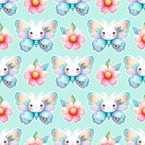 Smaller Fairy Butterflies and Flowers for Fabric or Peel and Stick Wallpaper Stickers