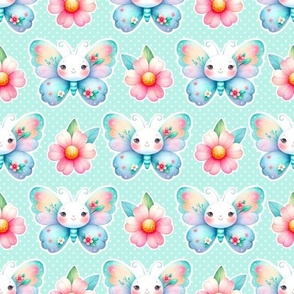 Bigger Fairy Butterflies and Flowers for Fabric or Peel and Stick Wallpaper Stickers