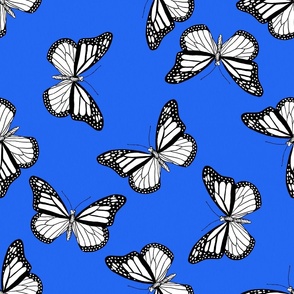 Monarch Butterflies pattern on blue
