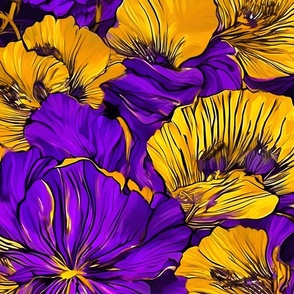 large purple and gold poppies flowers